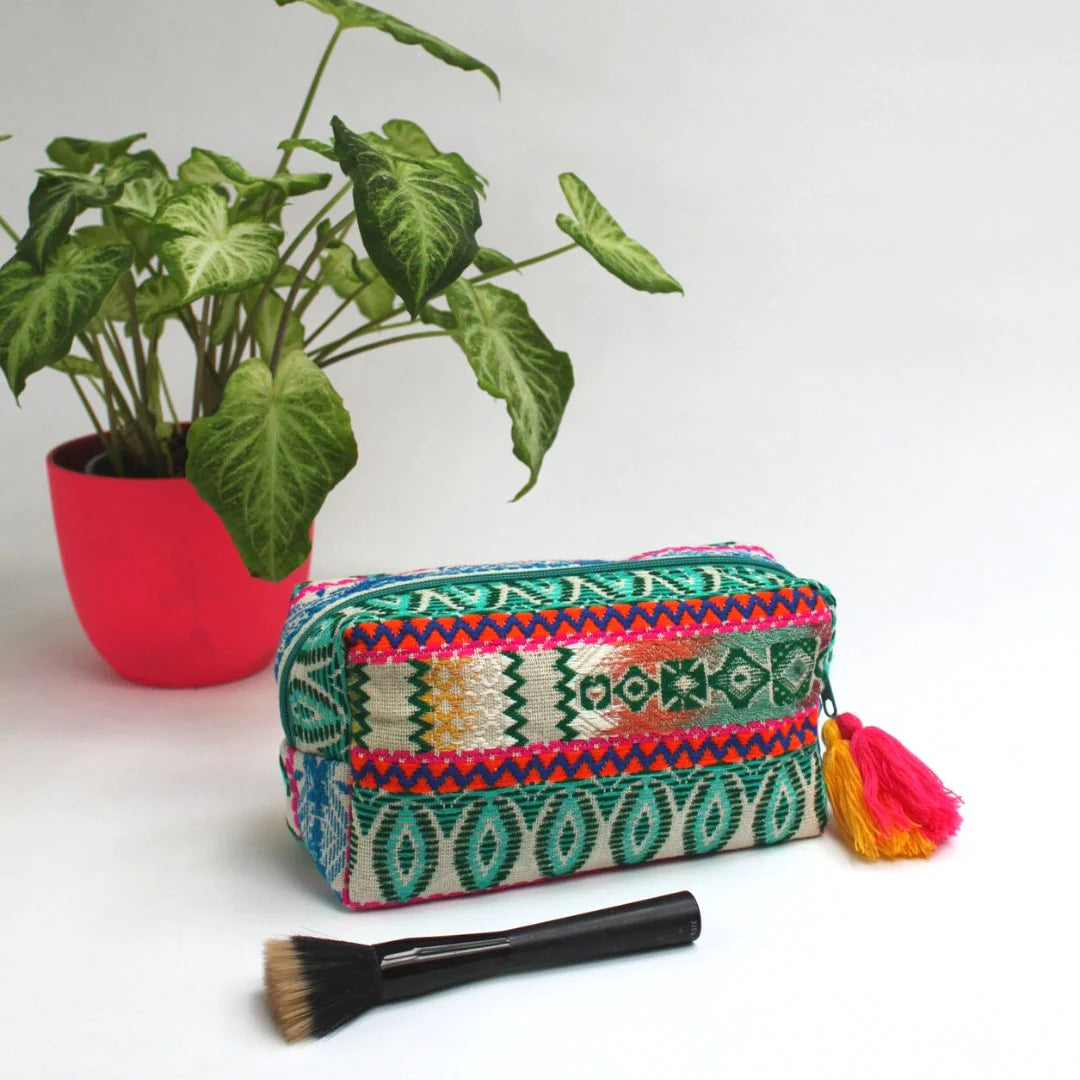 TURQUOISE EMBELLISHED POUCH BAG