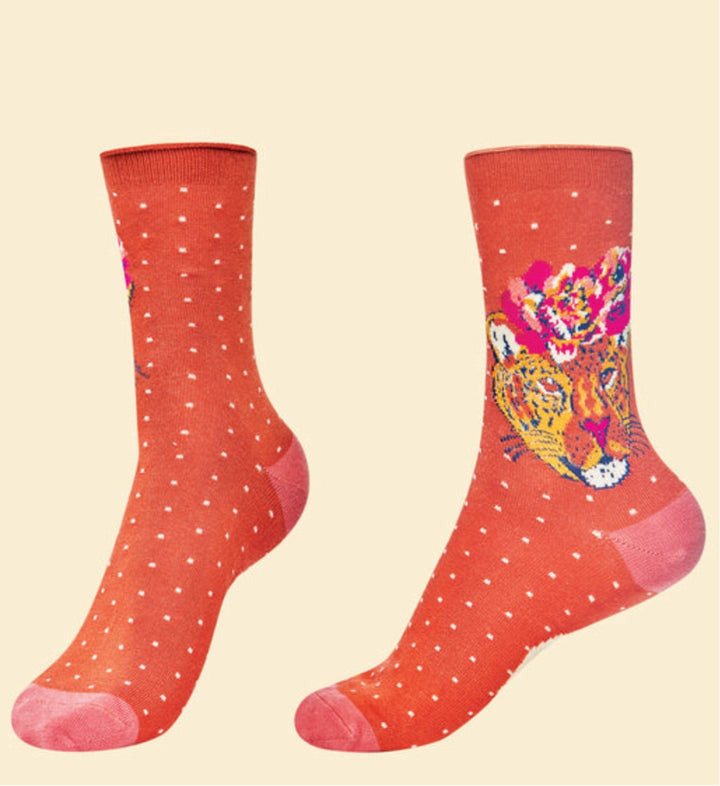 SASSY LEOPARD TERRACOTTA ANKLE SOCKS