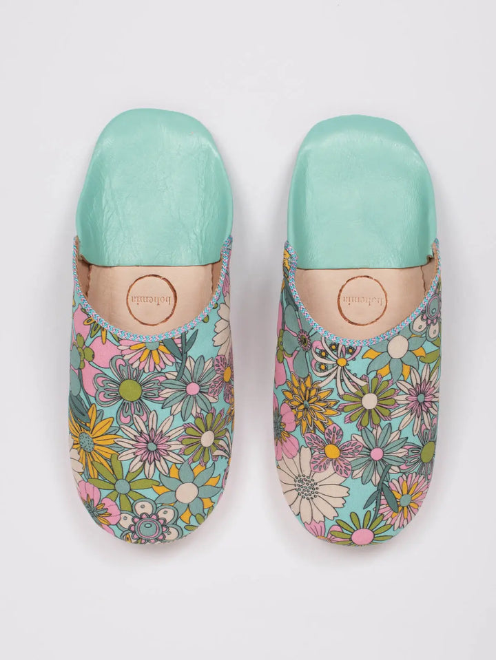 AQUA FLORAL MARGOT LEATHER SLIPPER