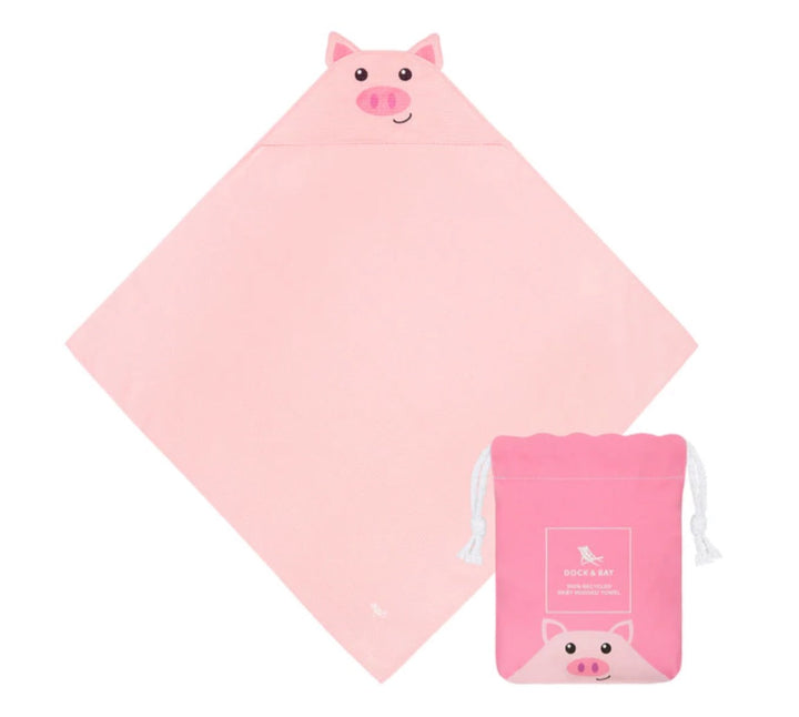 BABY PARKER PIG HOODED TOWEL