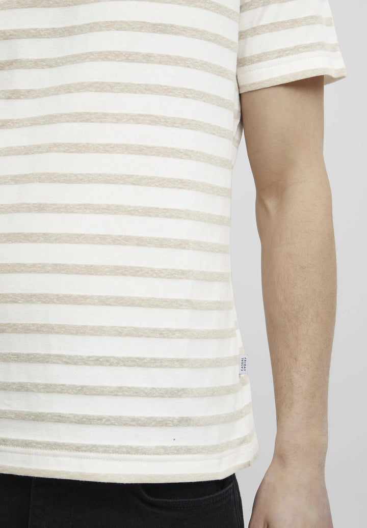 CHATEAU GRAY STRIPED LINEN MIX T-SHIRT