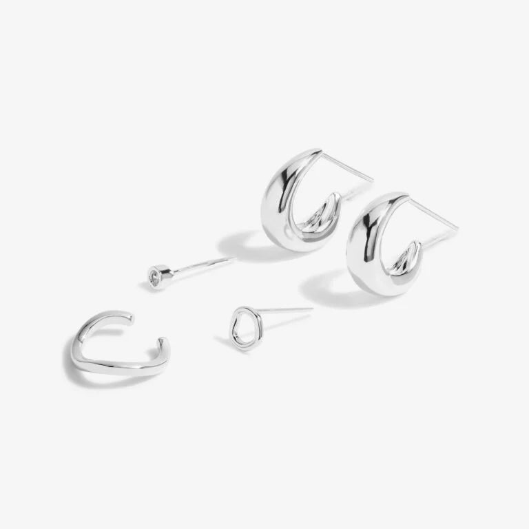 STACKS OF STYLE SILVER ORGANIC SHAPE EARRINGS SET