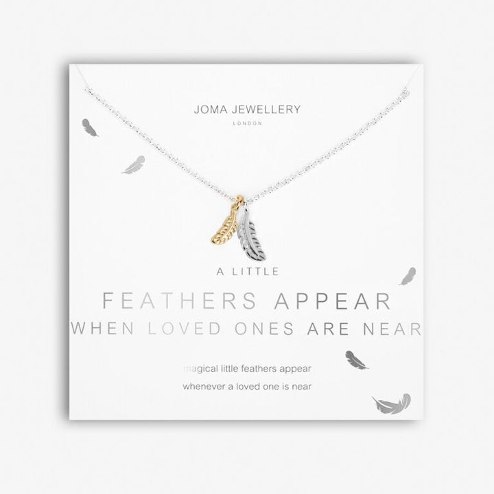 A LITTLE 'FEATHERS APPEAR WHEN LOVED ONES ARE NEAR' NECKLACE