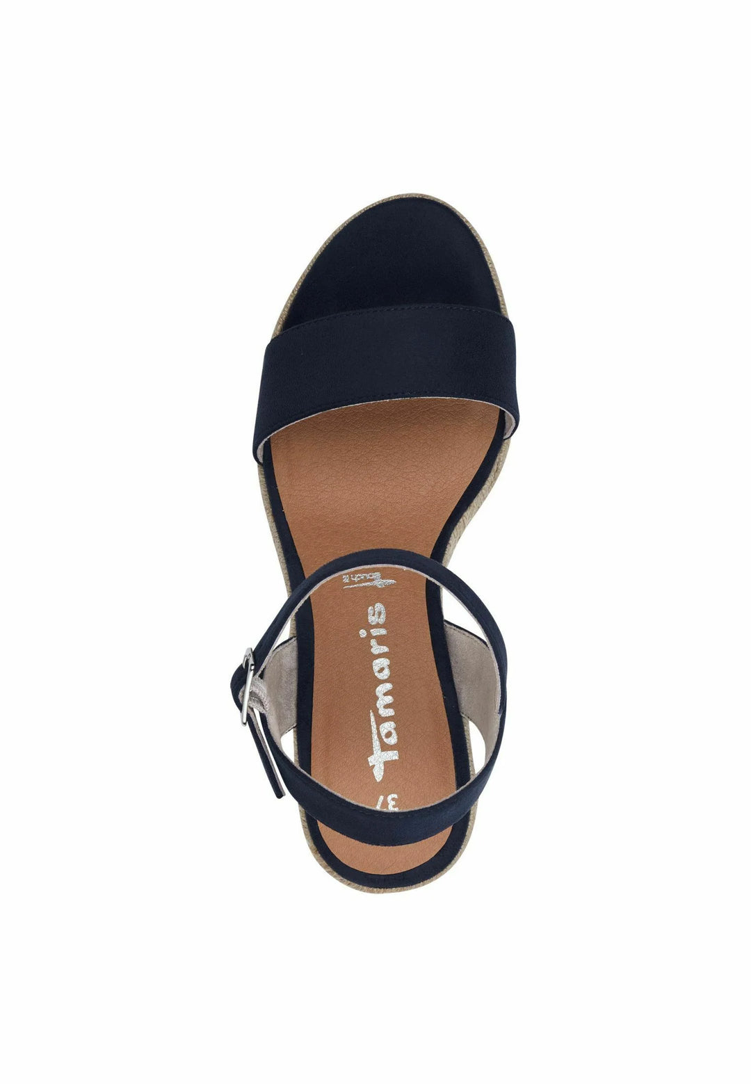 NAVY WOVEN WEDGE SANDAL