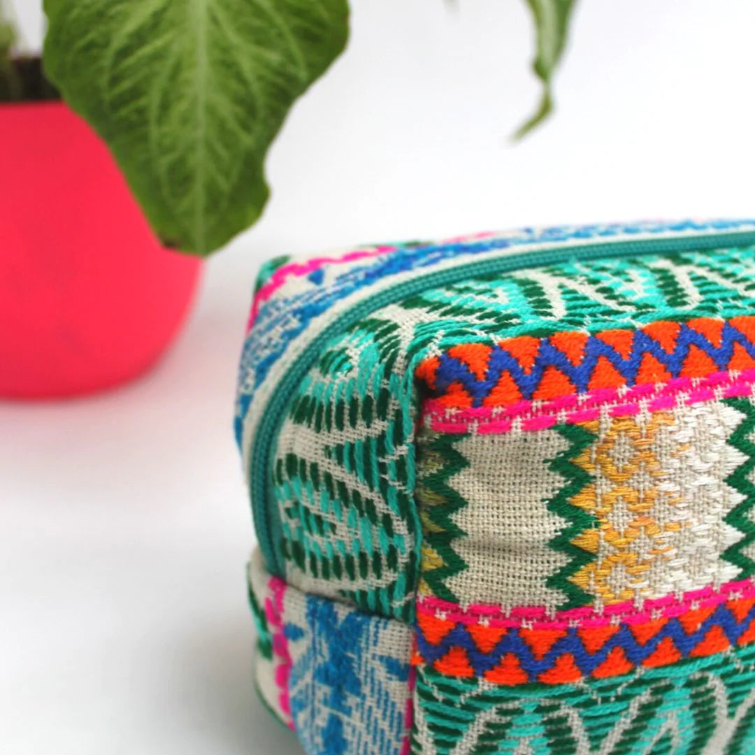 TURQUOISE EMBELLISHED POUCH BAG