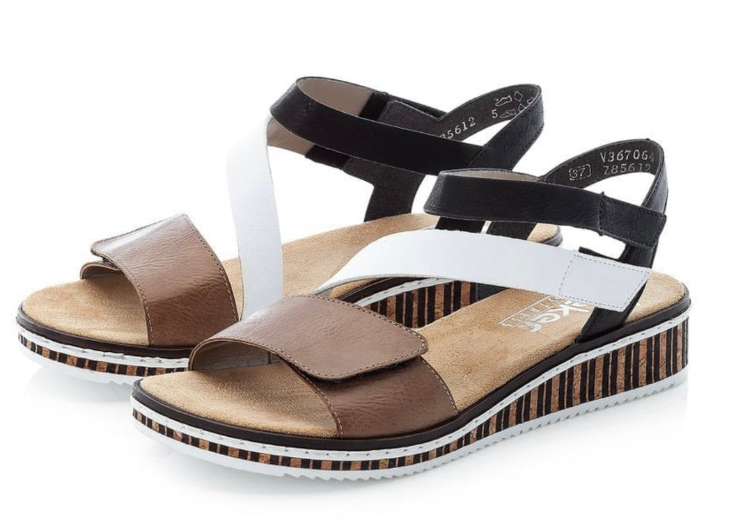 BLACK & TAN MULTI STRAP SANDAL