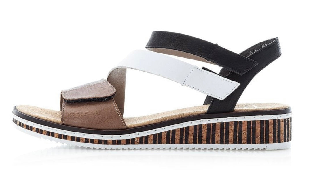 BLACK & TAN MULTI STRAP SANDAL