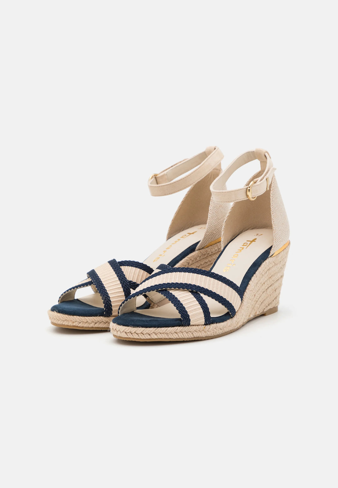 NAVY & CREAM WEDGE SANDAL