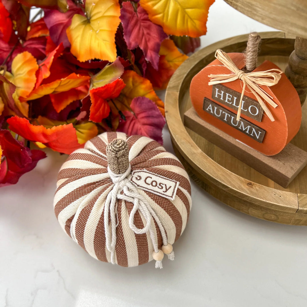 BROWN STRIPE FABRIC PUMPKIN