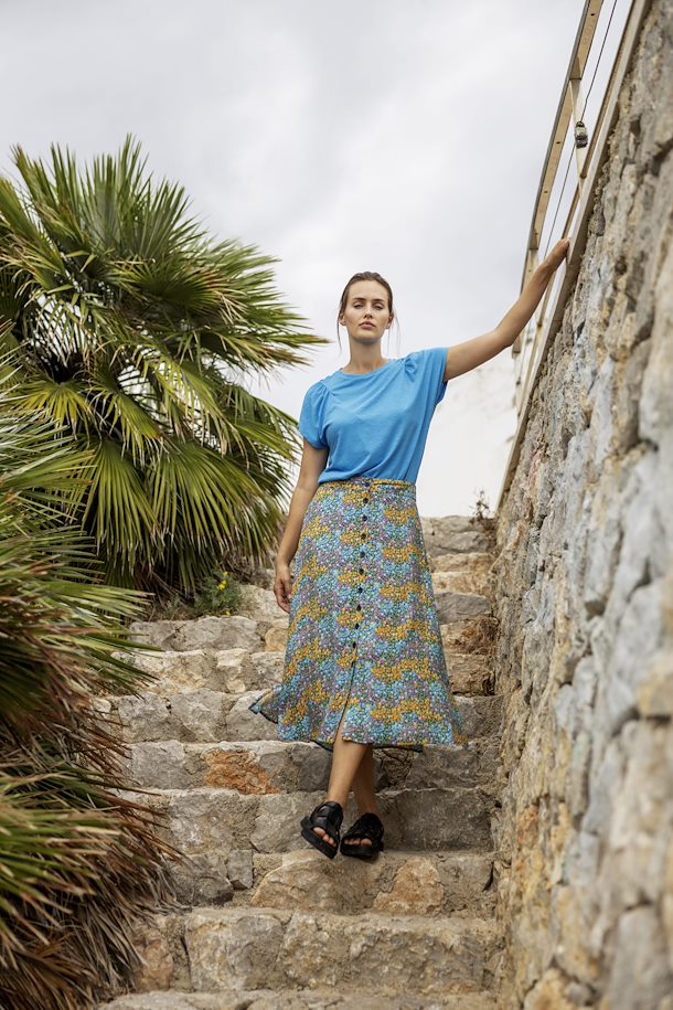 SKY BLUE MINI FLOWER FUN SKIRT