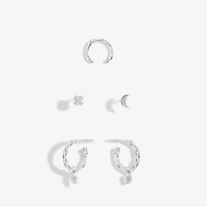 STACKS OF STYLE SILVER MOON EARRINGS SET