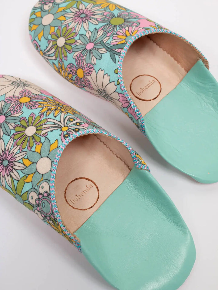 AQUA FLORAL MARGOT LEATHER SLIPPER