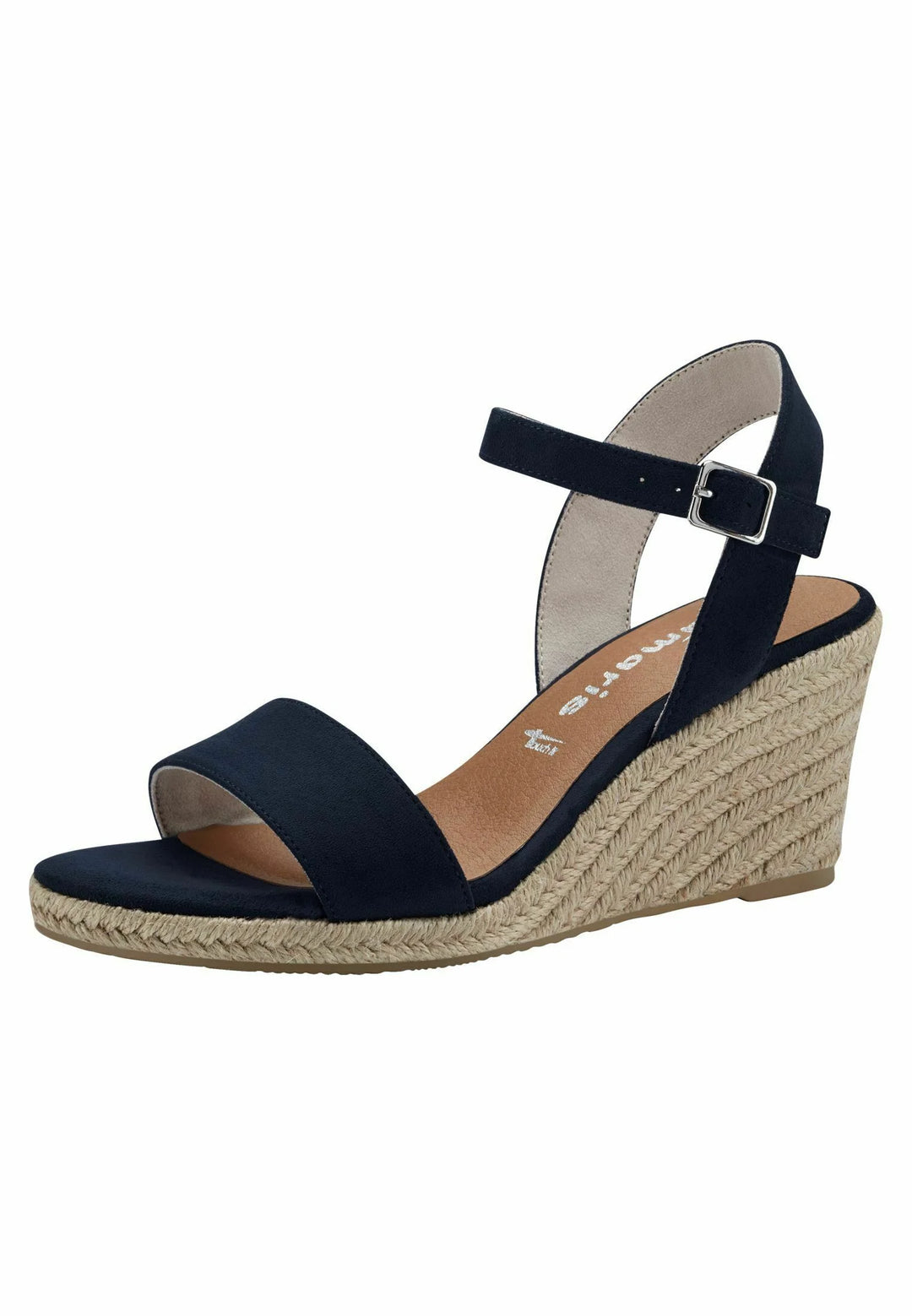 NAVY WOVEN WEDGE SANDAL