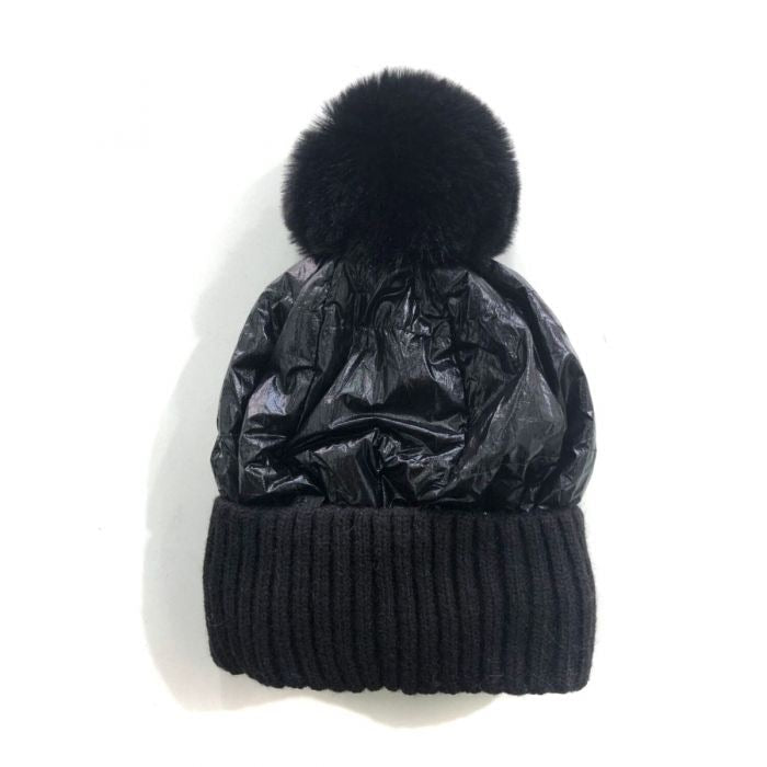 BLACK DUVET PUFFER HAT