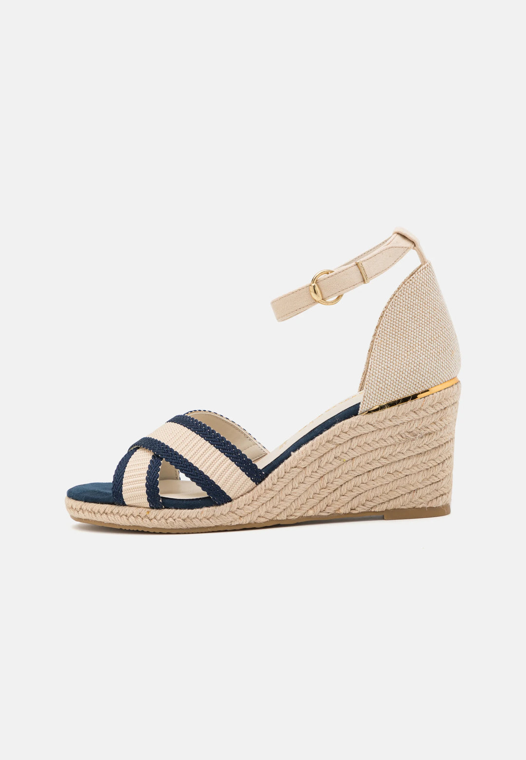 NAVY & CREAM WEDGE SANDAL