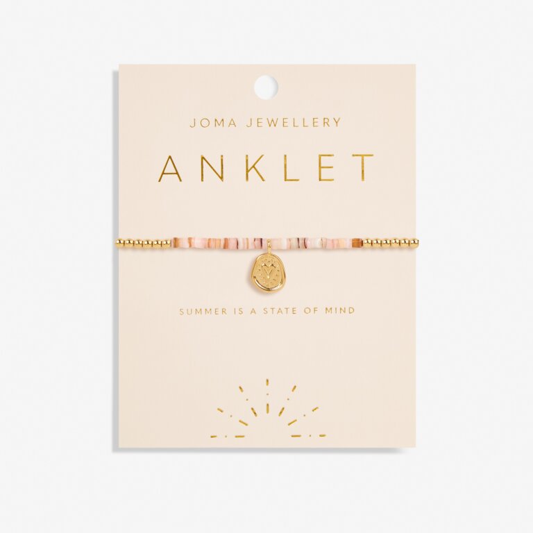 PINK SHELL GOLD HEART ANKLET
