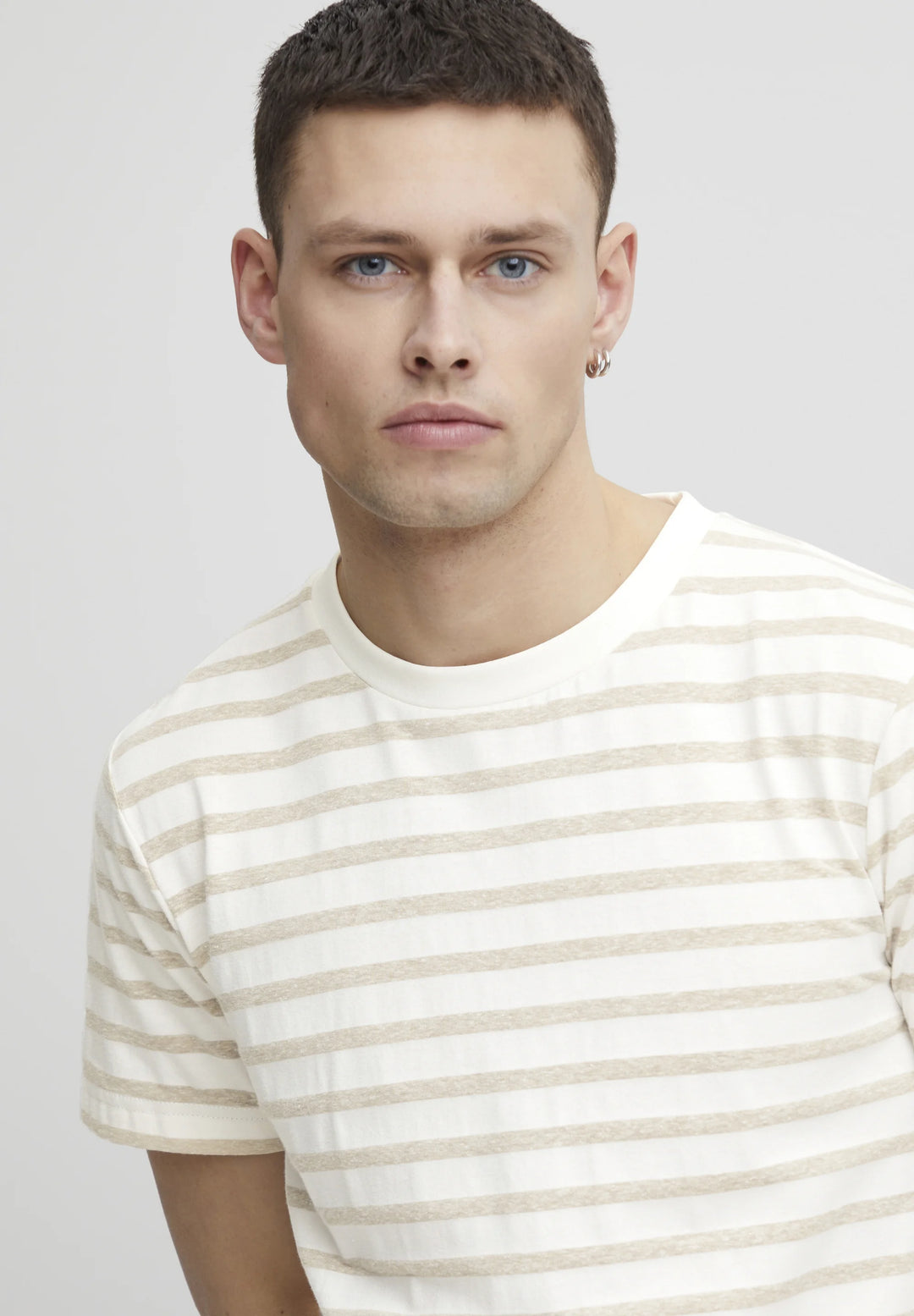 CHATEAU GRAY STRIPED LINEN MIX T-SHIRT