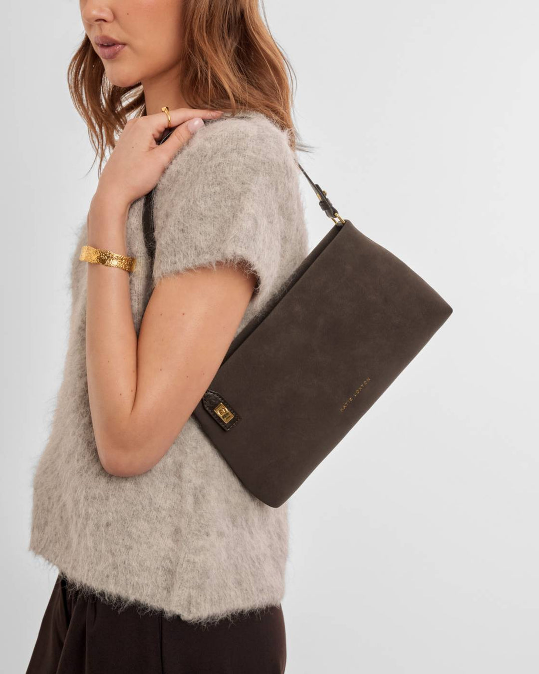 Orin Twist Lock Suedette Small Shoulder Bag