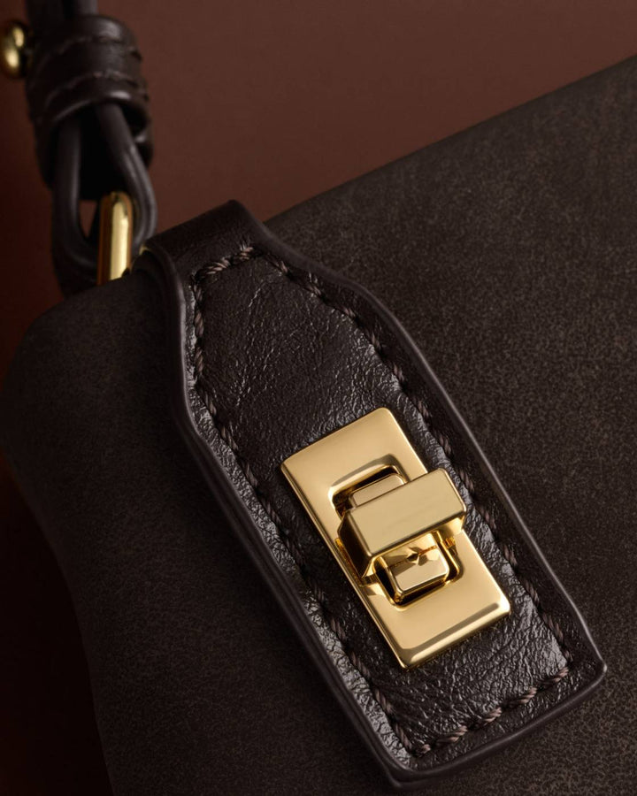 Orin Twist Lock Suedette Small Shoulder Bag