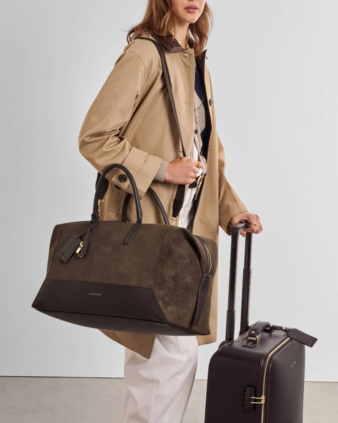 Charlbury Weekend Bag | Bitter Chocolate Suedette / Bitter Chocolate | 30cm x 54cm x 20cm