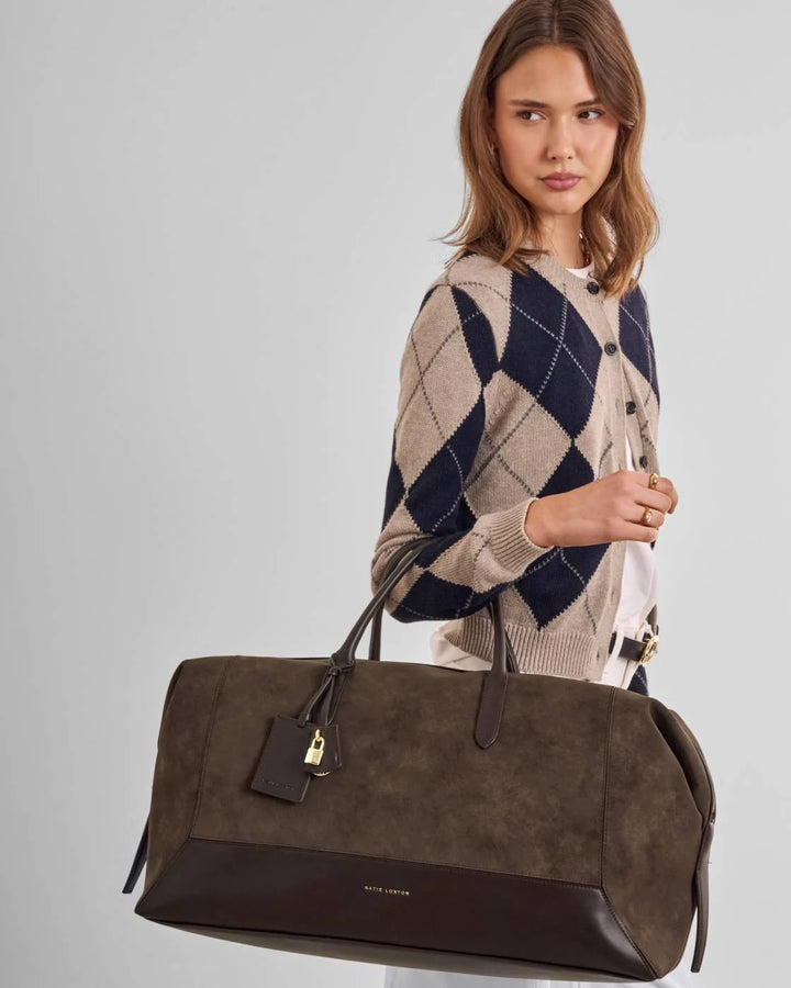 Charlbury Weekend Bag | Bitter Chocolate Suedette / Bitter Chocolate | 30cm x 54cm x 20cm