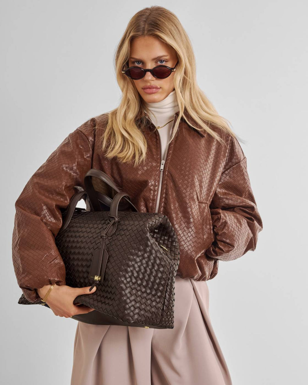 Milan Hand Woven Cabin Bag | Chocolate | 25cm x 40cm x 19cm