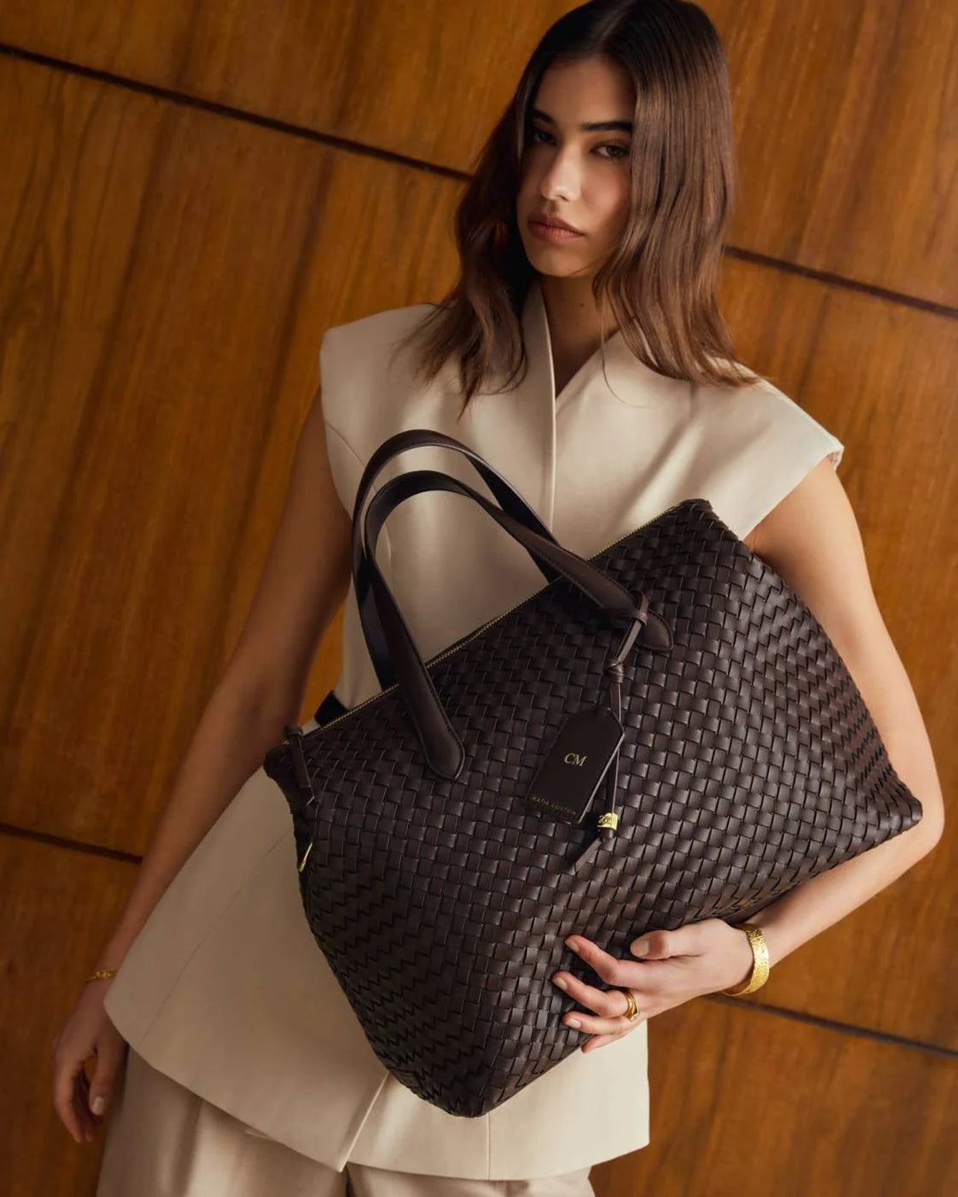 Milan Hand Woven Cabin Bag | Chocolate | 25cm x 40cm x 19cm