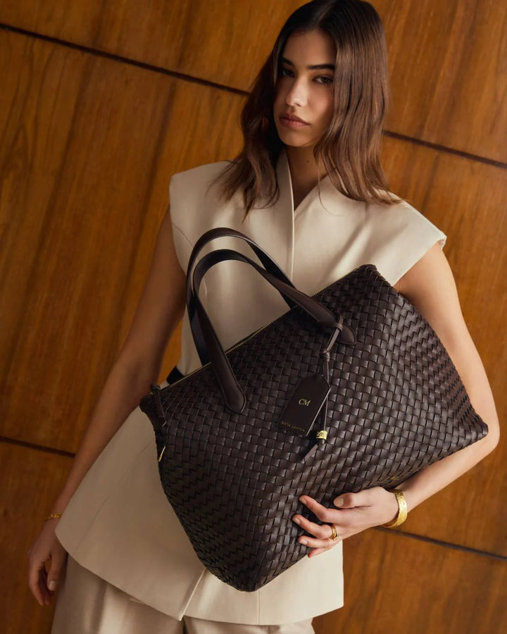 Milan Hand Woven Cabin Bag | Chocolate | 25cm x 40cm x 19cm