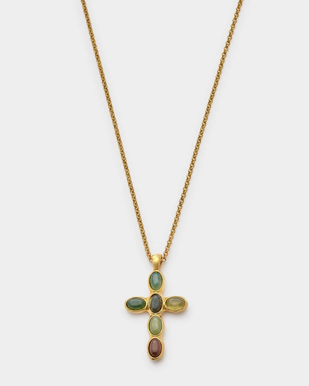 Green Agate Cross Necklace