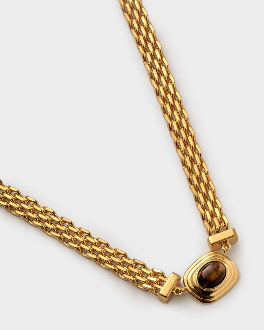 Tiger'S Eye Button Necklace