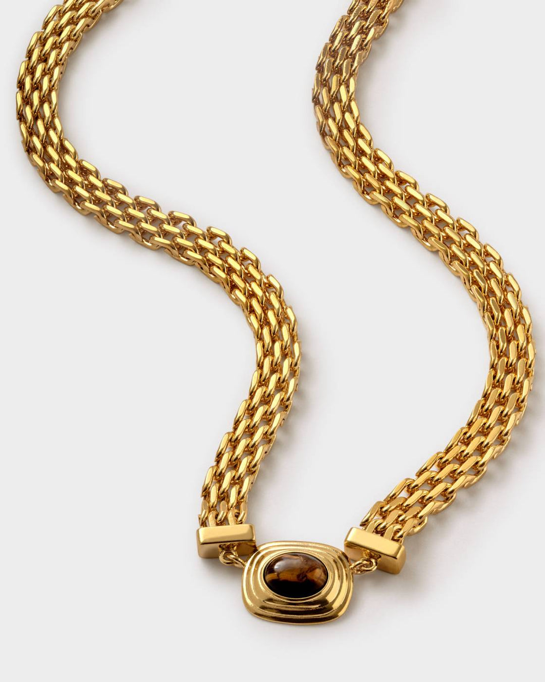Tiger'S Eye Button Necklace