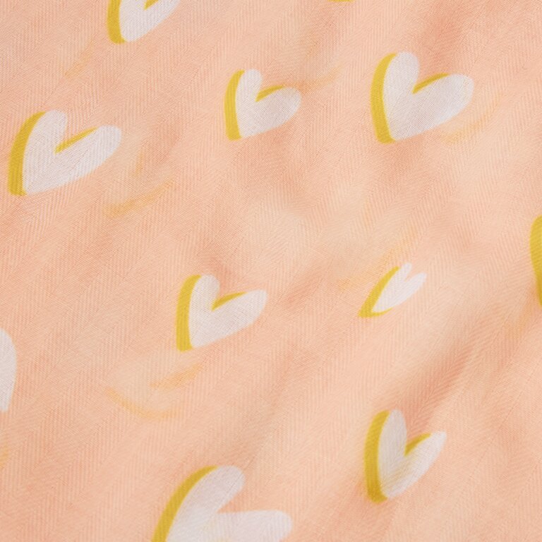 HEART PRINT PINK & OCHRE SCARF