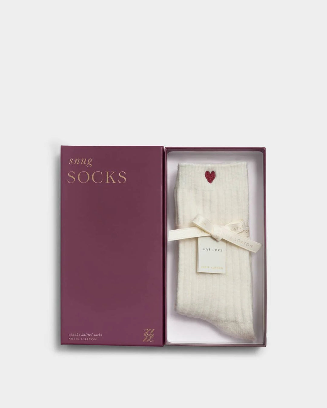 Gift Boxed Chunky Knit Socks | Heart | Off White | One Size