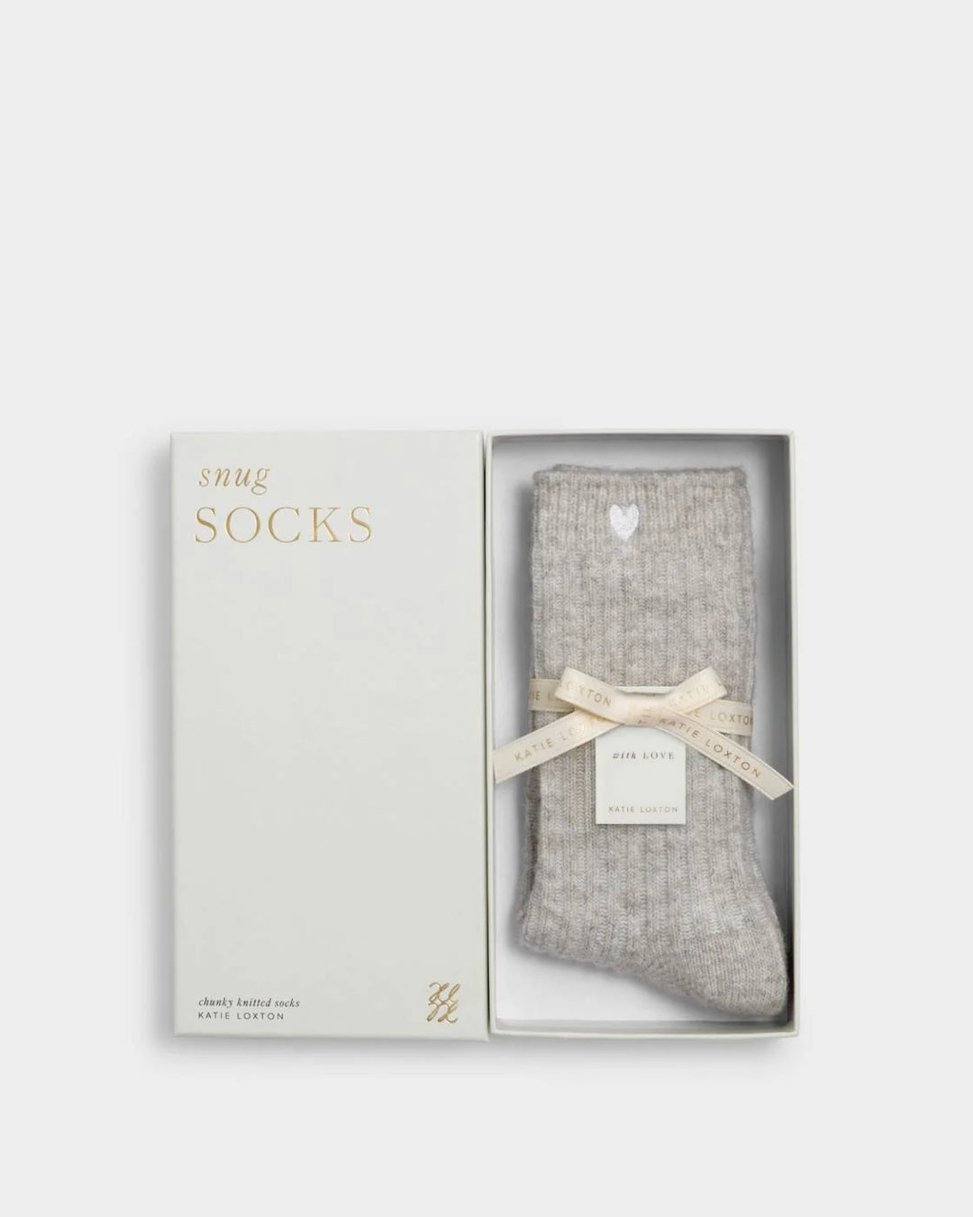 Gift Boxed Chunky Knit Socks | Heart | Mink | One Size