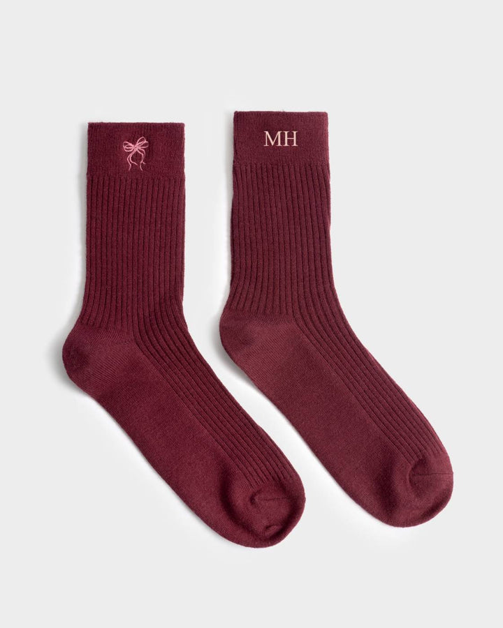 Gift Boxed Ribbed Socks - Bow