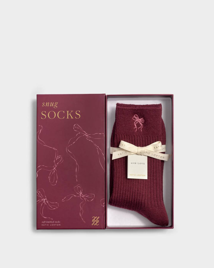 Gift Boxed Ribbed Socks - Bow