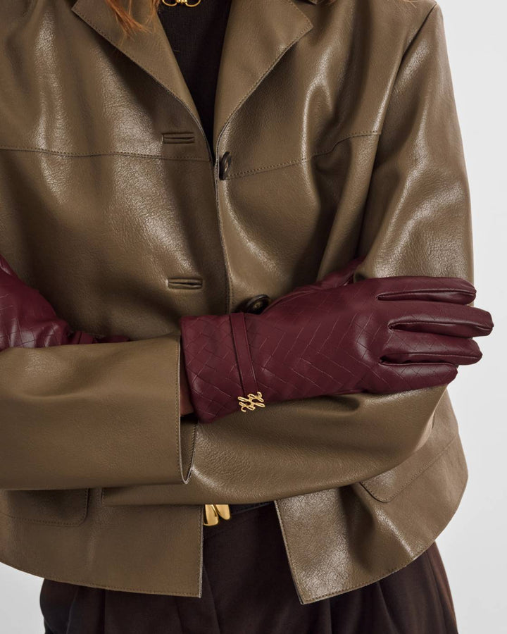 Boxed Faux Leather Gloves