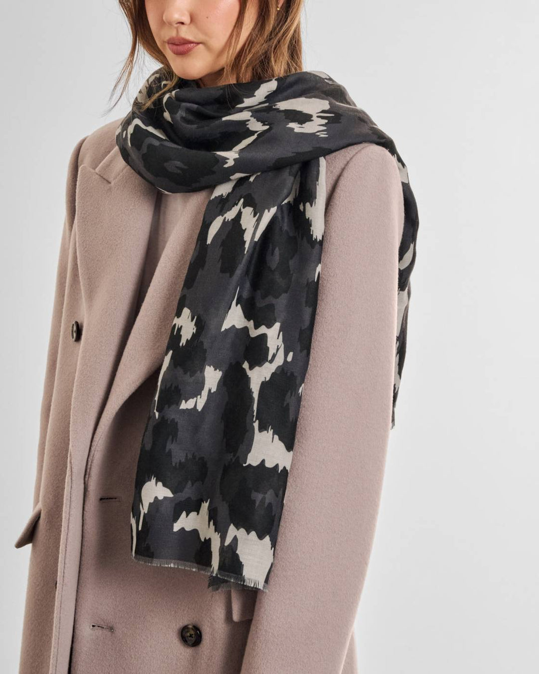 Printed Scarf - Brush Stroke Leopard
