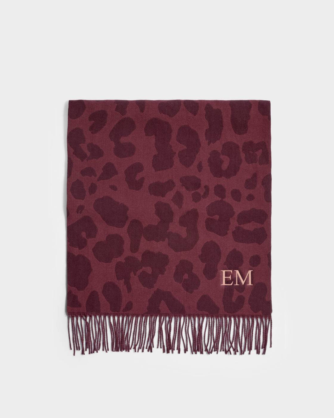 Printed Blanket Scarf | Leopard | Mauve / Cherry | 185cm x 67cm