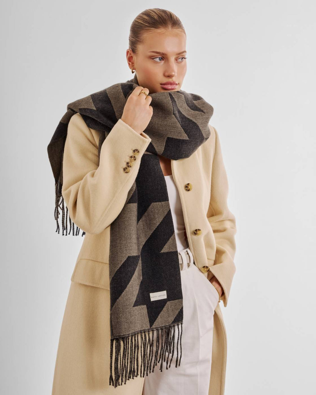 Printed Blanket Scarf - Houndstooth