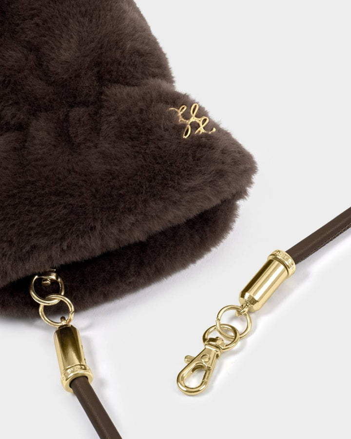 Faux Fur Mittens with Cord
