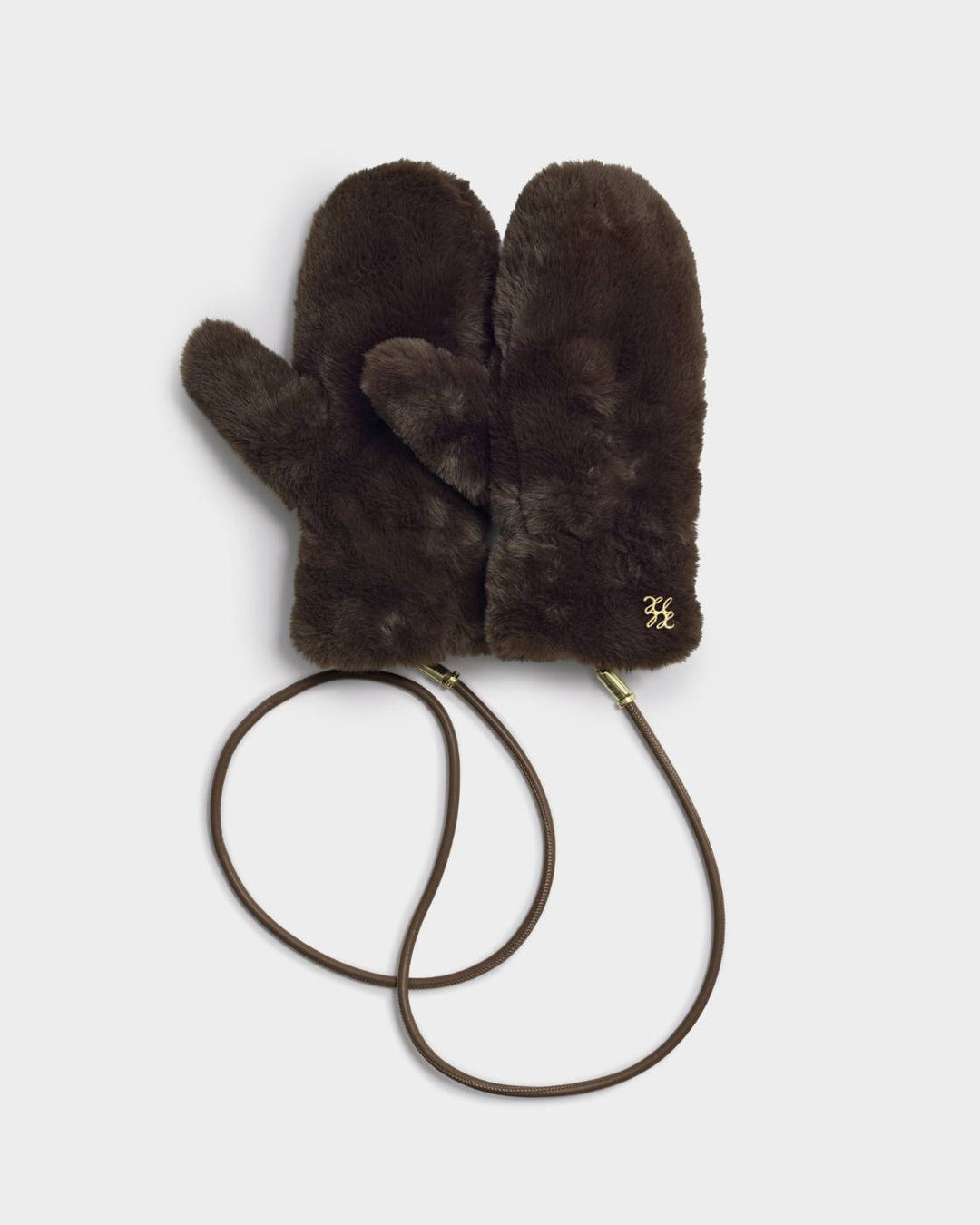 Faux Fur Mittens with Cord