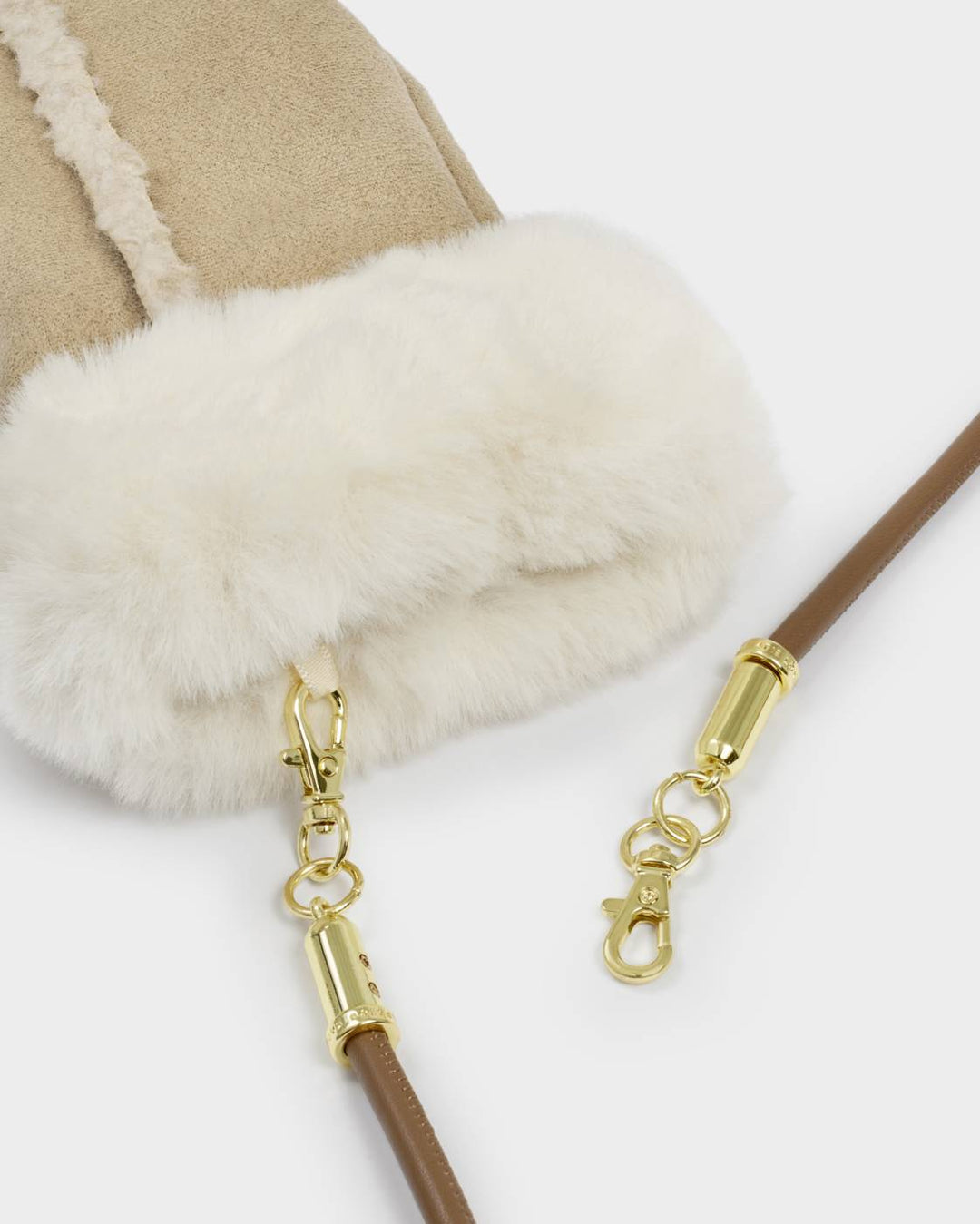 Faux Suede Mittens with Cord