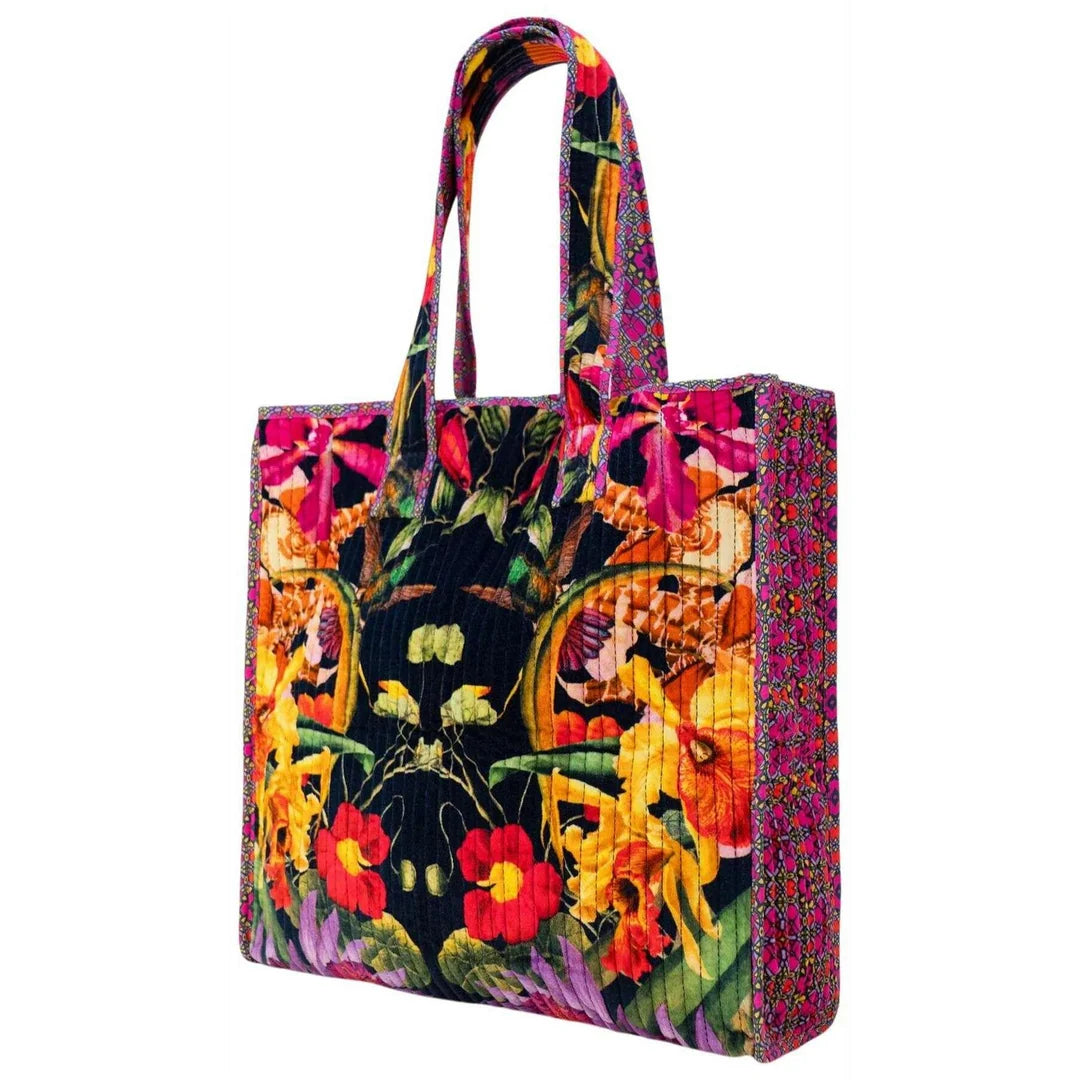 Botanical Kaleidoscope Quilted Velvet Tote