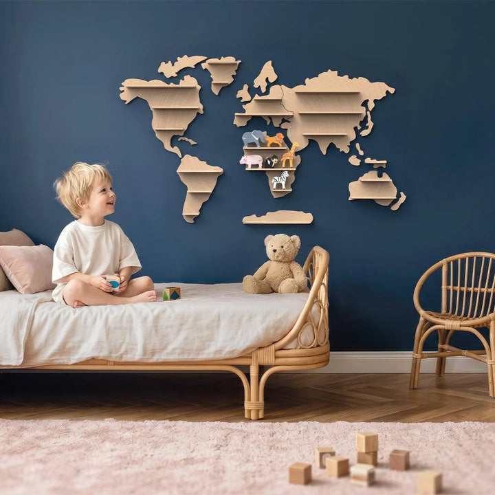 World Map Animal Shelf (including a starter set with 6 animals)