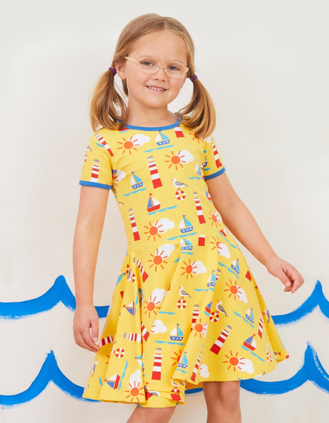 ORGANIC SEASIDE PRINT SKATER DRESS