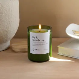 Fig & Snowberry Wine Bottle Candle – Green Glass