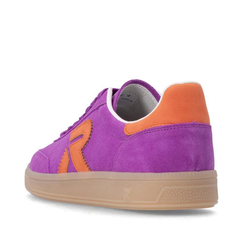 Rieker Women's Purple Leather Lace-Up Trainers W2200-30