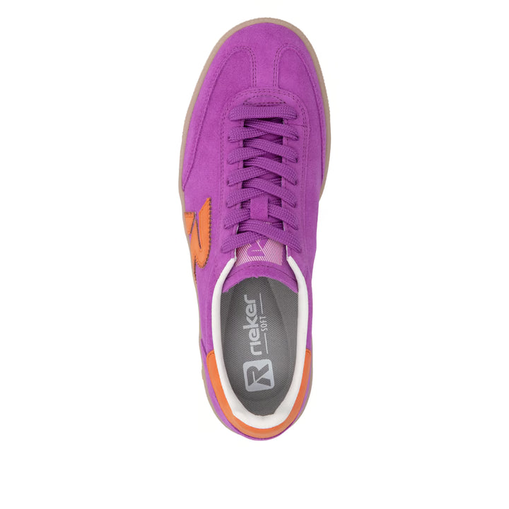Rieker Women's Purple Leather Lace-Up Trainers W2200-30