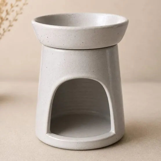Handmade Ceramic Wax Melter - Speckled Cream